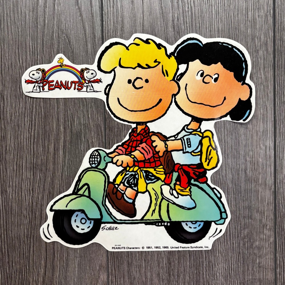 Vintage Peanuts Charlie Brown Lucy Scooter Sticker Decal Schulz 52-040 1965